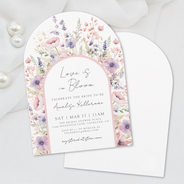 Vildblomma Kärlek I Knopp Floral Bröllopsdusch Inbjudningar (Wildflower Love Is In Bloom Floral Bridal Shower Invitation)