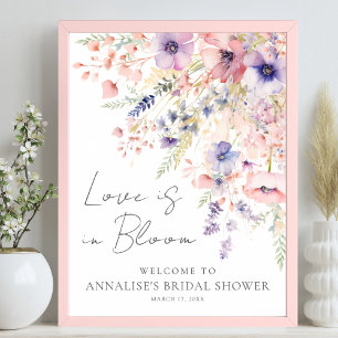 Vildblomma Kärlek I Knopp Floral Bröllopsdusch Poster