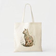 Vildblomma Katt Silhuett Toteväska Floral Boho
