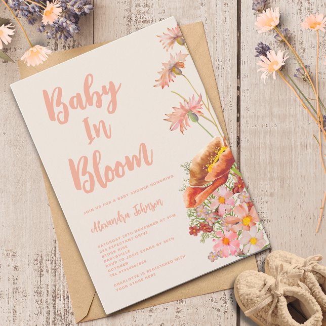 Vildblomma Könsneutral Höst Barnkalas Inbjudningar (Wildflower baby in bloom fall baby shower invitation )