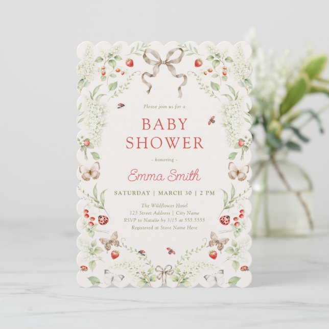 Vildblomma Könsneutrala Bebis Shower Inbjudningar (Stående Fram)