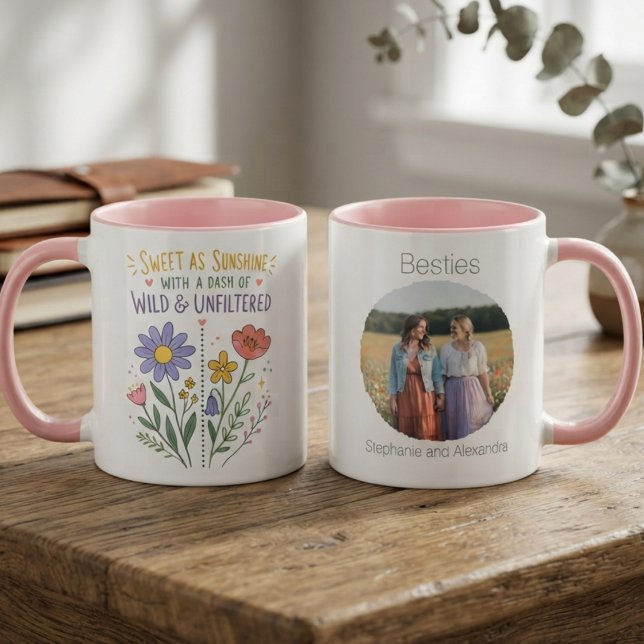 Vildblomma Lekfull Citat Ljus Blomma Mugg (Wildflower quote coffee mug for a best friend for everyday inspiration)