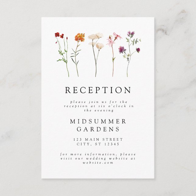 Vildblomma Lesbisk Bröllopsfest Info Tilläggskort (Framsida)