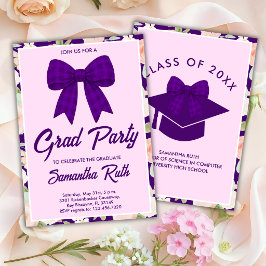 Vildblomma Lila Rutig Bandana Examenstårtparty Inbjudningar