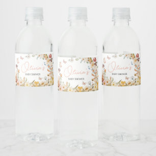 Vildblomma Liten Fjäril Baby Shower Vattenflaskor Etikett
