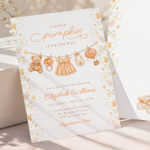 Vildblomma Liten Pumpa Baby Shower Inbjudan