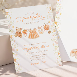 Vildblomma Liten Pumpa Baby Shower Inbjudan
