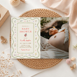 Vildblomma Love Bug Baby Shower Foto Inbjudningar