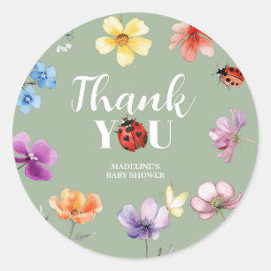 Vildblomma Lovebug Baby Shower Rund Klistermärke