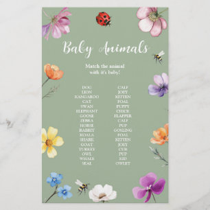 Vildblomma Lovebug Baby Shower Spel Skylt