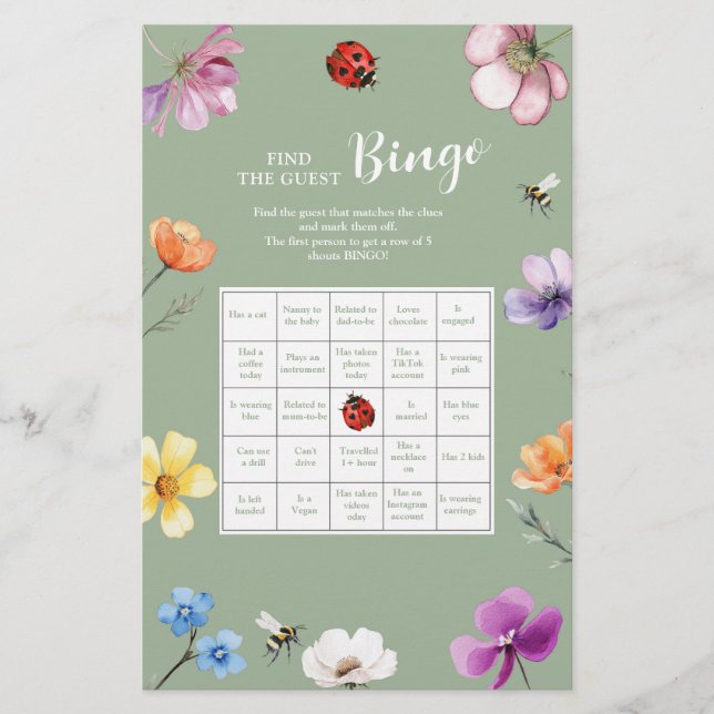 Vildblomma Lovebug Hitta Gästbingo (Framsida)