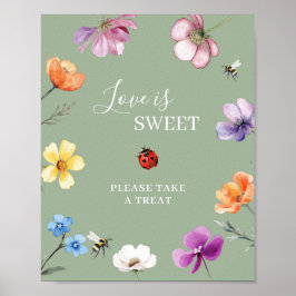 Vildblomma Lovebug Kärlek är sött festskylt Poster
