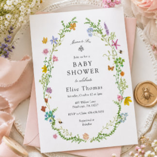 Vildblomma Mama till Bee Baby Shower Inbjudningar