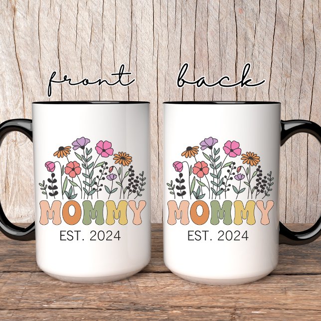 Vildblomma Mamma-Mugg, Anpassad Blommig Gåva till  Mugg (christmas gift for mom, new year gift for mom, wildflower gift for mama, mommy coffee mug,)