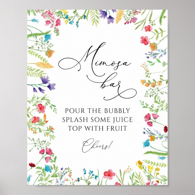 Vildblomma Mimosa Bar Dryckskylt Poster (Framsidan)