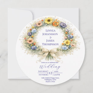 Vildblomma Minimalistisk Trädgård Romantisk Bröllo Inbjudningar