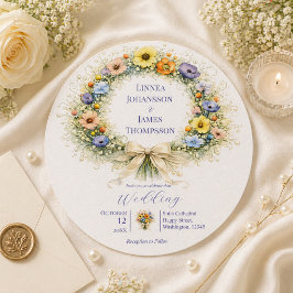 Vildblomma Minimalistisk Trädgård Romantisk Bröllo Inbjudningar