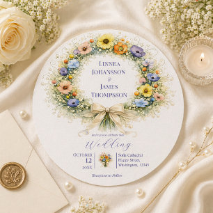 Vildblomma Minimalistisk Trädgård Romantisk Bröllo Inbjudningar