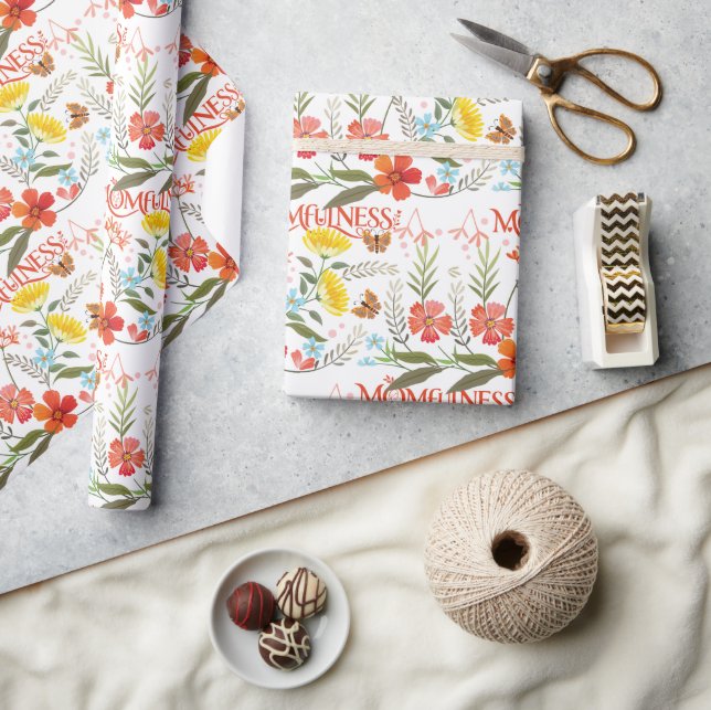 Vildblomma Momfulness Jordnära Blommönster Presentpapper (Hantverk)