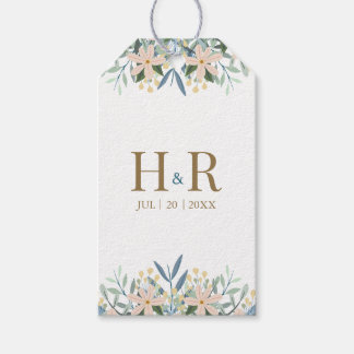 Vildblomma Monogram Bröllopspresent Förhands Tack Presentetikett