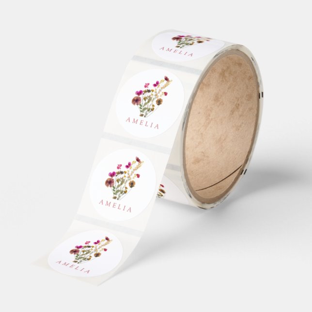 Vildblomma Namn  Runt Klistermärke (Rulle)
