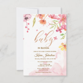 Vildblomma Naturlig Blommande Ram Inbjudan Baby Sh