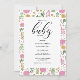 Vildblomma Naturlig Blommande Ram Inbjudan Baby Sh