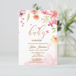 Vildblomma Naturlig Blomning Ram Inbjudan Baby Sho