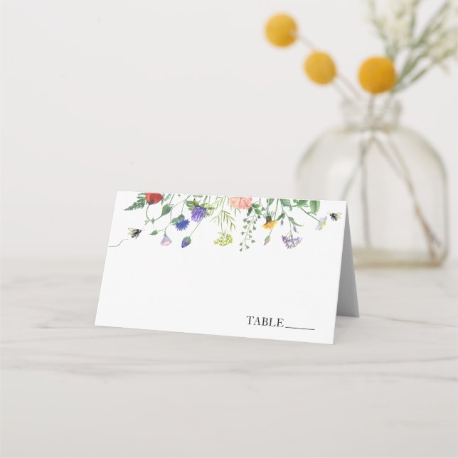 Vildblomma och Bina Namn Platskort Placeringskort (Framsida)