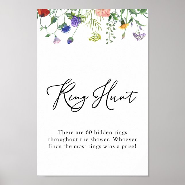 Vildblomma och surrande bin Ringjaktssköld Poster (Framsidan)