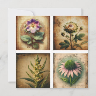 Vildblomma på vintage i nödläge julkort