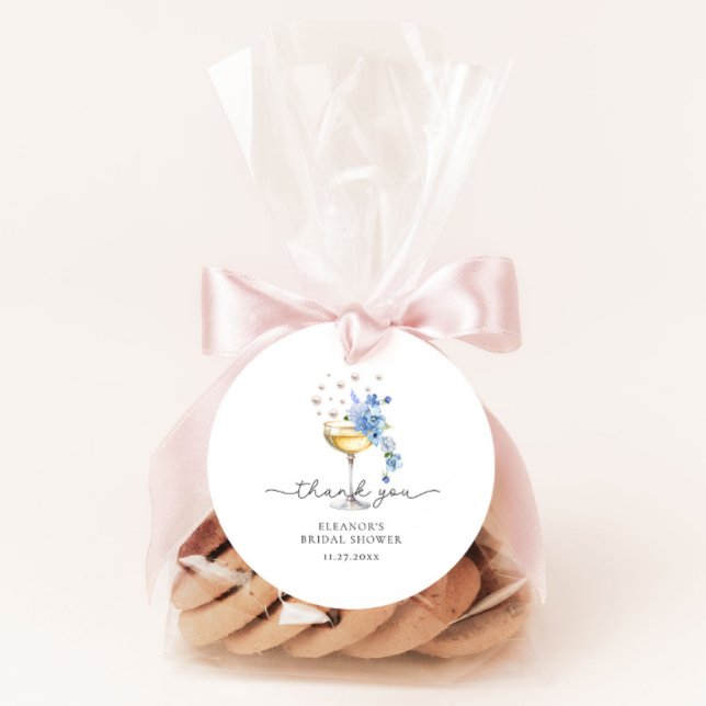 Vildblomma Pärlor Prosecco Tack Bröllopsfest Runt Klistermärke (Skapare uppladdad)