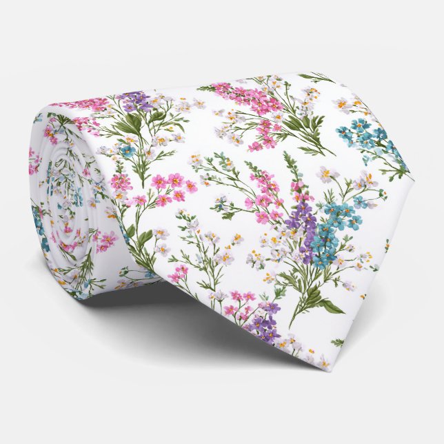 Vildblomma Pastell Vår Blommönster  Slips (Rullad)