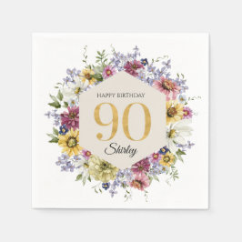 Vildblomma Personlig 90-årsdag Pappersservett