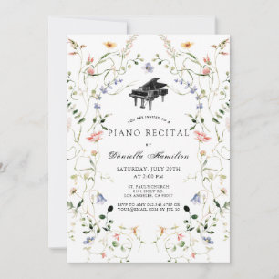 Vildblomma Piano Vit Konsertinbjudan Inbjudningar