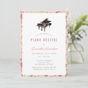 Vildblomma Piano Vit Konsertinbjudan Inbjudningar