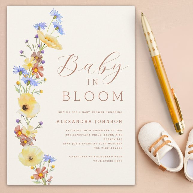 Vildblomma Pojke Baby Shower Inbjudningar (Wildflower Baby in bloom boy baby shower)