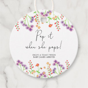Vildblomma Pop den när hon poppar baby shower Gåvor Etiketter