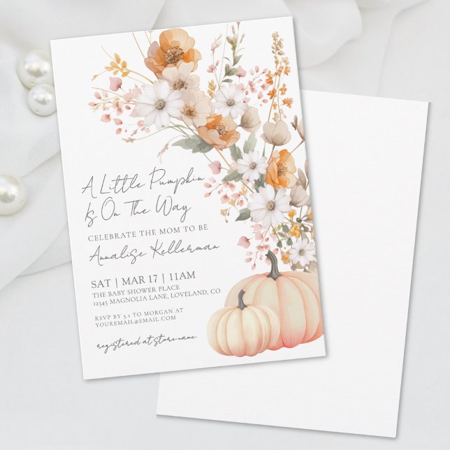 Vildblomma Pumpa Bebisbyte Inbjudningar (Wildflower Pumpkin Baby Shower Invitation )