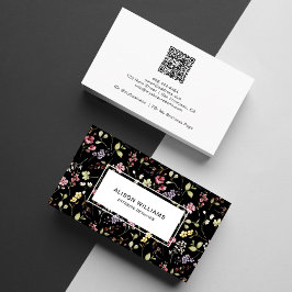 Vildblomma QR-kod Vårblomma Svart Visitkort