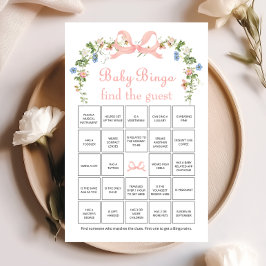 Vildblomma Rosa Båge Baby Bingo Hitta Gäst Spelet
