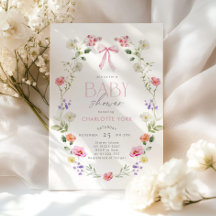 Vildblomma rosa båge elegant baby shower