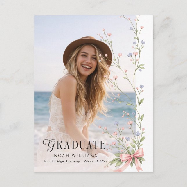 Vildblomma Rosa Band Fotos examensinbjudan Vykort (Framsida)