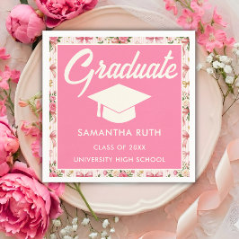 Vildblomma Rosa Randiga Slingor & Band Graduation Pappersservett