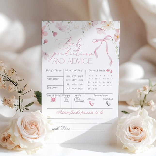 Vildblomma Rosa Whimsical Bow Baby Förutsägelser (Skapare uppladdad)