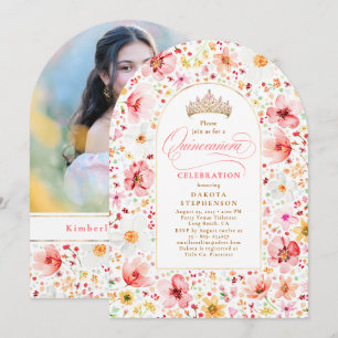 Vildblomma Rosenskära Blomsterträdgård Quinceanera Inbjudningar