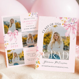 Vildblomma & Rosett Examen Invitation Inbjudningar