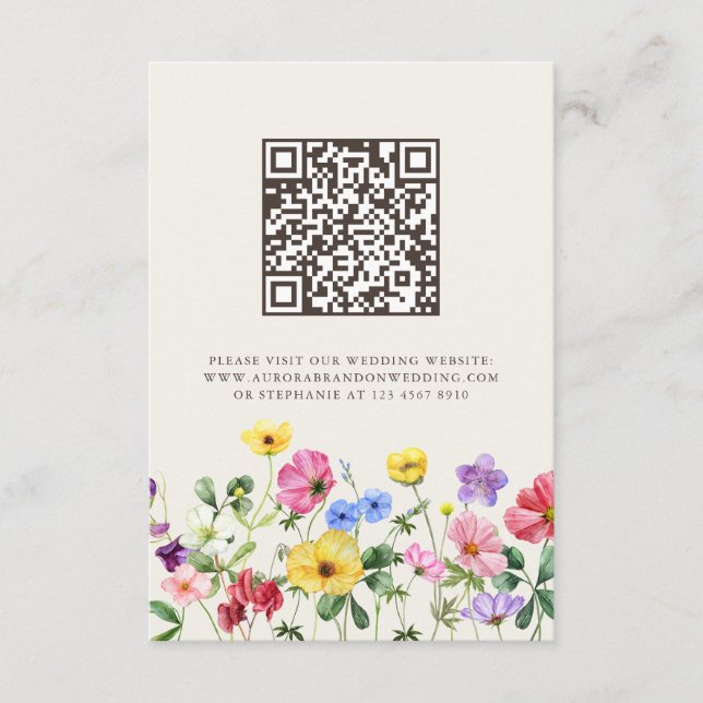 Vildblomma Rustik Chic Blommig Boho Bröllop QR-kod Tilläggskort (Framsida)