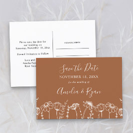 Vildblomma Skiss Bränd Orange Spara Datum Meddelande Vykort