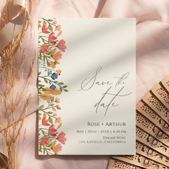 Vildblomma Skriftlig Spara Datum Inbjudningar (Skapare uppladdad)